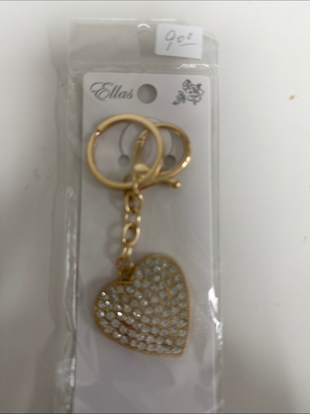 Ella Gold Heart Key & Card Holder with Crystal Accent